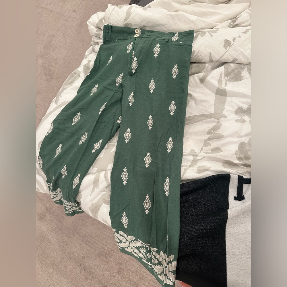 Zara green linen pants